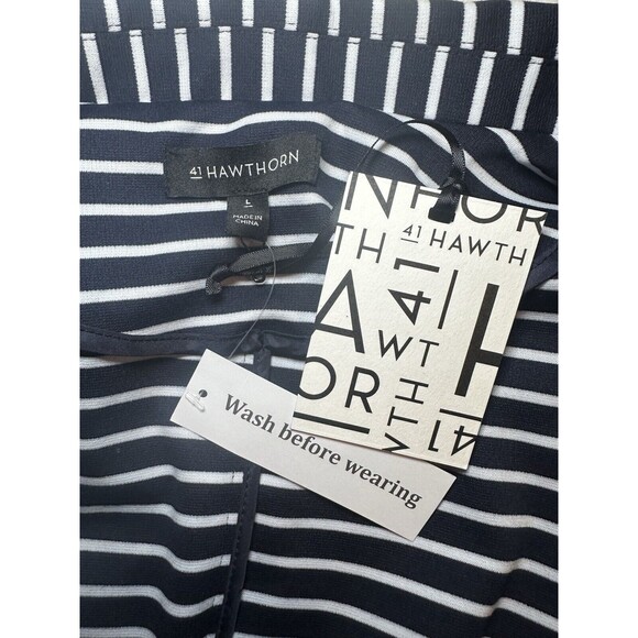 41Hawthorn Blue White Striped Single Button Blazer Jacket Women's LARGE NWT - Picture 5 of 11